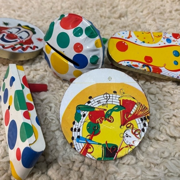 US Metal Toy Mfg. Co Other - VINTAGE (5) Tin Noise Makers; Circa 1950-60’s; New Years Eve, Tin, Collectible
